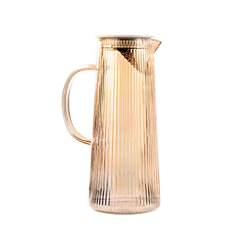 XBSJB Glass Pitcher with Lid Iced Tea Pitcher Water Jug Hot Cold Water Ice Tea Wine Coffee Milk and Juice Beverage CarafeAmber