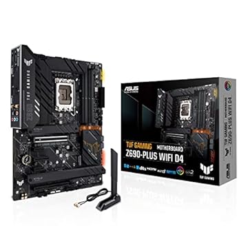 ASUS TUF GAMING Z690-PLUS WiFi D4 LGA1700 (Intel 12th Gen) ATX Gaming Placa-mãe (PCIE 5.0, DDR4,4xm.2/nvMe SSD, 14+2 estágios de energia, WiFi 6.2.5 GB, Frente USB 3.2 Gen 2 Tipo- C, Thunderbolt 4, cabeçalhos argb)
