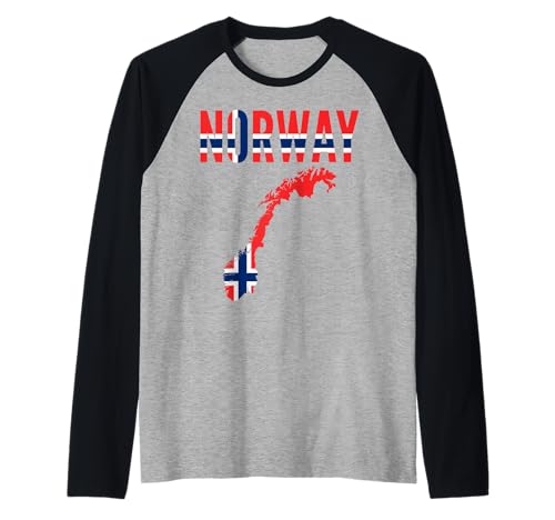 Bandera de mapa de país noruego nórdico - Noruega Camiseta Manga Raglan