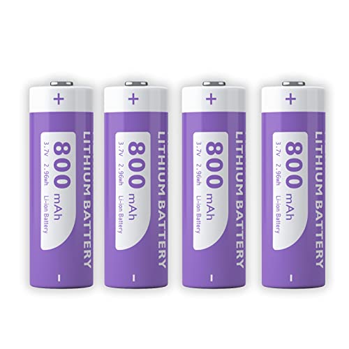 3,7 V 14500 Pilas Recargables,800mAh Tamaño AA para Linternas LED, Linterna Frontal, Dispositivos Electrónicos（Paquete de 4）