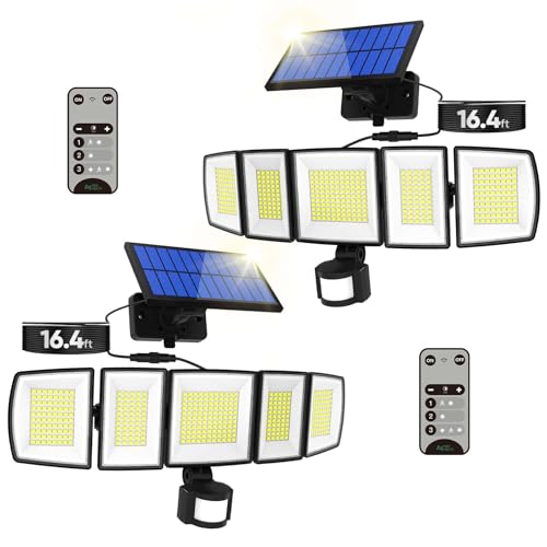 MDCMDCM Solar Motion Lights Outdoor - with 16.4ft Cable, 3000LM LED Security Lights for Outside Dusk...