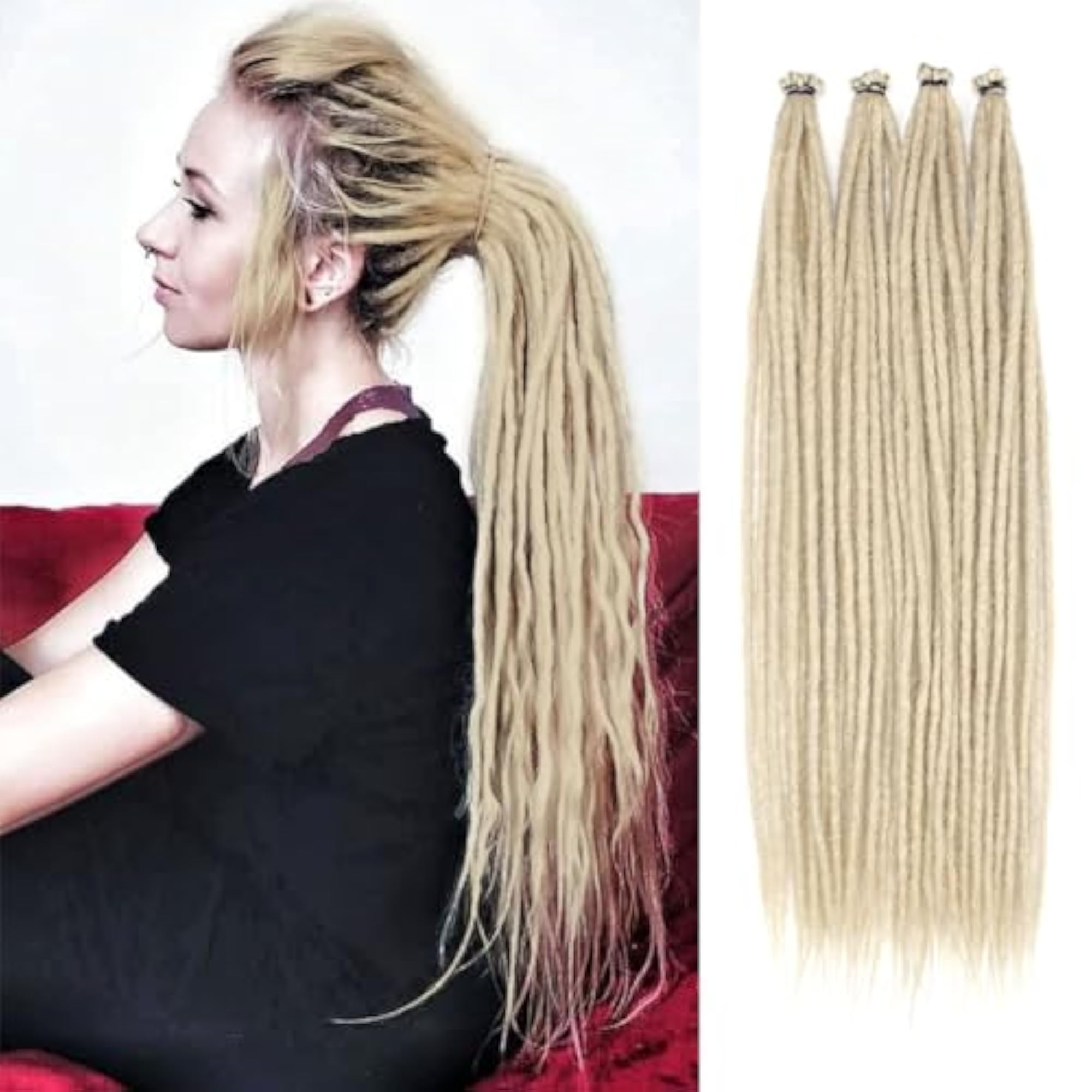 24 Inch Single Ended Dreadlock Extensions, Blond