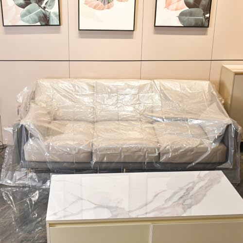 TopSoon Plastic Sofa Bag Clear Couch Cover for Storage Dust-Proof Waterproof Plastic Bag 134-Inch Long by 46-Inch Wide