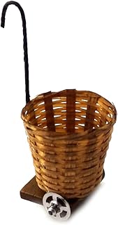 Melody Jane Dolls Houses Wicker Shopping Trolley Basket Miniature Shop Store Accessory