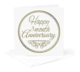 Greeting Card - Happy 3 month Anniversary. gold text. 3rd month together anniversaries - Occasions