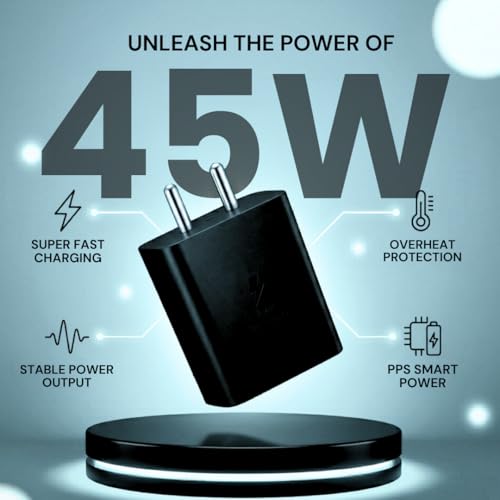 Image of 45W PD Type C Charger with USB C Cable for Samsung Galaxy S26 /S25 /S24 Ultra /S23 FE /S21 FE /M55 /M35 /A55 /Z Fold 7 /Flip 7