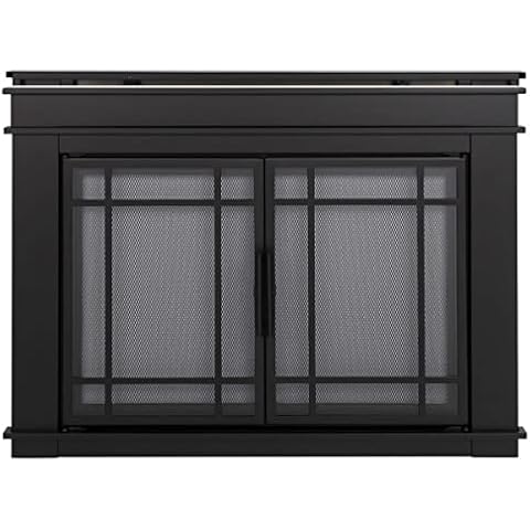 33" H Fireplace Glass Door with Screen - Safety Glass, Durability, Energy Savings Cover
