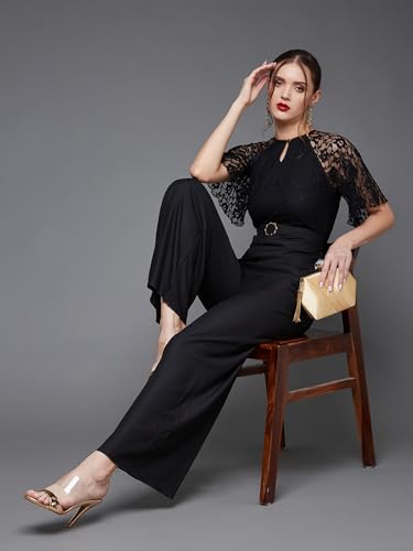Image of Miss Chase Women's Self Design Cut-Out Georgette Jumpsuit