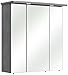 Produktbild Pelipal Badezimmer-Spiegelschrank Quickset 913 in Betonoptik mit LED-Beleuchtung, 65 cm breit | Badschrank mit Spiegel, 3 Türen und 6 Einlegeböden