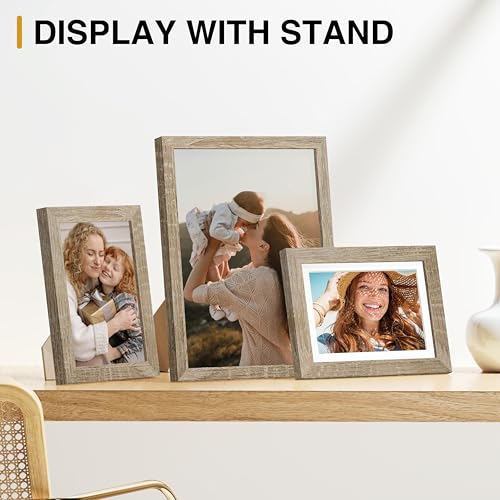 Image of Vittanly 15 Pack Picture Frames Collage Wall Decor, Multi Sizes Including 3pcs 8x10, 6pcs 5x7 and 6pcs 4x6 Photo Frames, Gallery Frame Set for Wall or Tabletop Display, Light Wood
