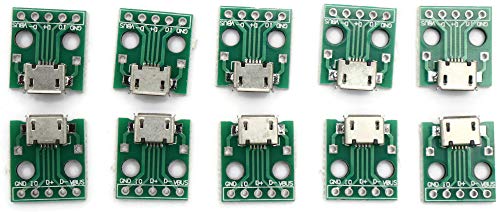 Electronic Spices Pack of 2-5Pin Female Mini Micro USB to DIP Adapter Connector Module Board Panel PCB Type Parts for DIY Project