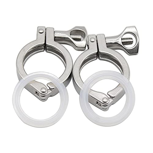 Pipe Stainless Steel Material 1/2" - 4" Tri Clamp 25.4 50.5/64/77.5/91 106 119 Mm Ferrule Od Ss304 Stainless Steel Tri Sanitary Fitting For Home Brewing For Pipe Support Supports ( Color : 2 Piece , S #TOP24