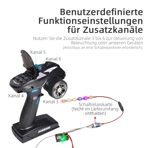 DUMBORC 2 Stück X6FG (eingebauter Gyro) 6 Kanäle 2,4 GHz RC-Empfänger für DUMBORC X6/X4/X5 Sender RC Auto Boot Panzer Drifting Car