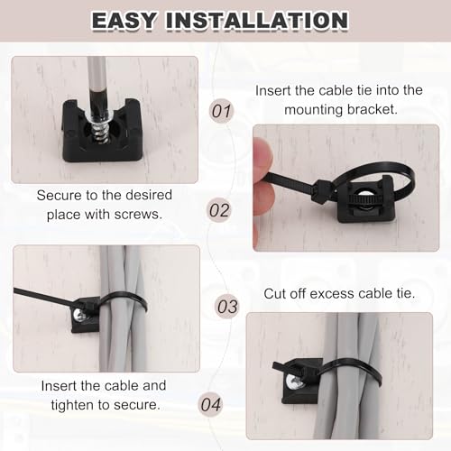 Soportes tipo sillín para fijar cables sueltos en la pared con bridas y tornillos M5 6