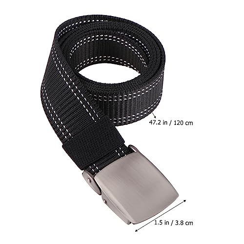FRCOLOR Men Women Canvas Belt Lightweight Waist Band Plastic Buckle Adjustable Outdoor Training Waist Belt Black4