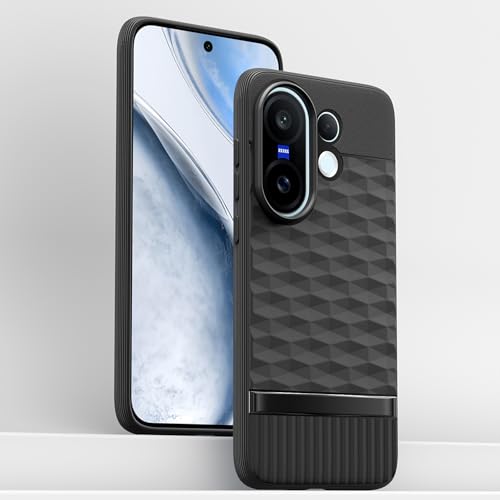 Image of Pikkme Back Cover for Vivo X200 Fe 5G Soft Grip 3D Hexa Cube Texture Silicone Bumper Case (Black)