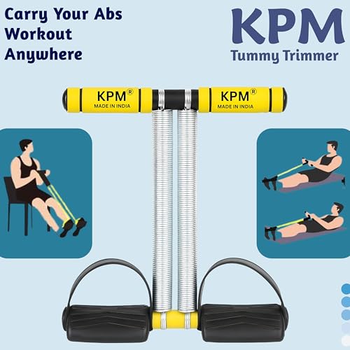Image of KPM India's No.1 Tummy Trimmer Double Spring Ab Exerciser with Foot Pedals & Anti-Slip Foam Handles, Full Body Home Workout Equipment for Abs, Arms, Legs & Core Fitness (Made in India)