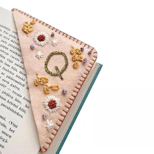 MOTEERLLU Personalized Hand Embroidered Corner Bookmark, Spring-Q