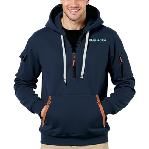 Vestes de Sport Homme Bi-an. ch.i, Pull à Capuche Manches Longues avec Imprimé, pour la Pêche en Plein Aire, Idéal(NavyBlue,M)