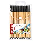 Thboxes 12 Fineliner Schwarz, Filzstifte mit 0,4mm Feine Spitze Schwarzer Stift Präzise Schreib...