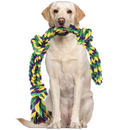 RIO Direct Hundespielzeug aus Seil für starke Hunde, große Hunde, stabil, mit 3 Knoten, robustes Kauspielzeug – extra langlebig – fast unzerstörbar – waschbar, für große Hunderassen.