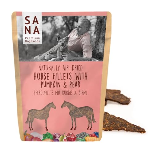 I Filets 100 % séchés à l&rsquo;air I Différentes variétés et tailles (3 x 100 g, filets de cheval avec citrouille et poire)