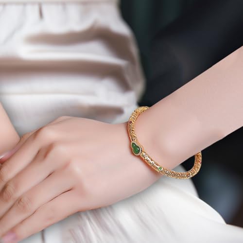Bracelet en jade et argent 925 anti-ternissement style vintage - 2