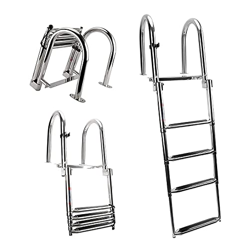 Escalera marina plegable de 4 escalones con pasamanos miniatura 1