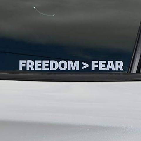 Freedom Over Fear car Decal | Patriotic American USA Graphic | White die Cut Vinyl Bumper Sticker Cover