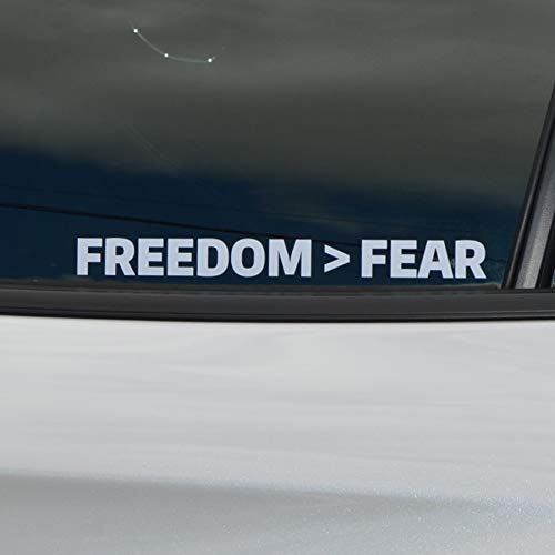 Freedom Over Fear car Decal | Patriotic American USA Graphic | White die Cut Vinyl Bumper Sticker