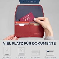 VON HEESEN Leder Reisepasshülle mit RFID-Schutz - Passport-Hülle aus echtem Leder - Reisepass-Organizer für stilbewusste Damen & Herren in Rot – Ansicht 4