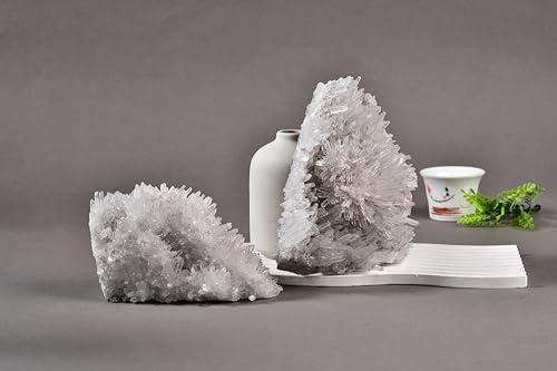 Image of AMOYSTONE Natural Clear Quartz Cluster (Raw Crystal) Healing Stones for Home Office Desk Decor - Feng Shui Energy Cleansing Gift for Women, Men (10.5-17.6 oz)