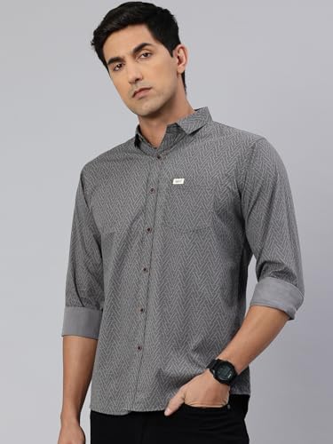 Image of Majestic Man Custom Geometric Printed Pure Cotton Slim Fit Casual Shirt