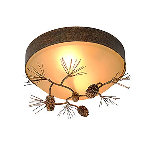 Plafonnier Rustique à encastrer 3 lumières avec abat-jour en verre dépoli vintage