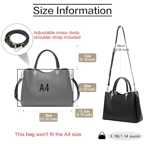 Image of LAORENTOU Women Crossbody Handbags Genuine Leather Satchel Handbags for Women Top-handle Shoulder Tote Purses