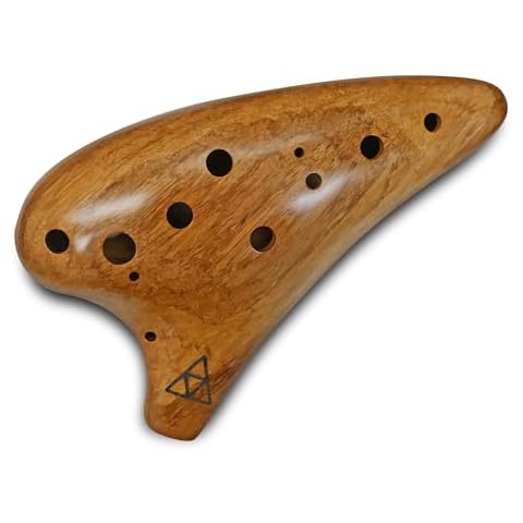 12 Hole Wooden Tenor Ocarina in C Major with Songbook Cover