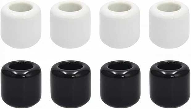 Ceramic Chime Candle Set - 0.7 Inch Diameter, Home Small Candle Holders for Casting Chimes, Rituals, Spells, Vigil, Wiccan Supplies & More 8 Pcs, Black, White