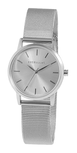 Montre en maille milanaise pour femme avec cadran analogique chic en acier argenté Excellanc