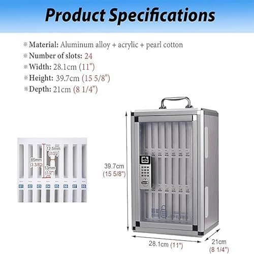 Aluminum Alloy Cell Phone Locker with Code Lock - Portable Employee Storage Cabinet for Confidential Use, 24-Bit Security Units, Hand-Carry Design