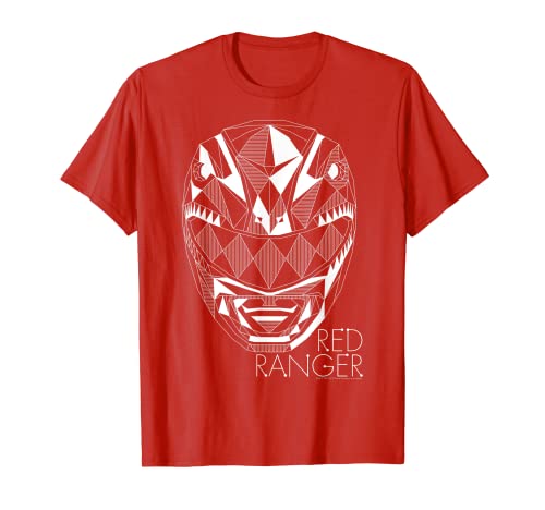 Power Rangers Red Ranger Geometric Silhouette Line Art T-Shirt