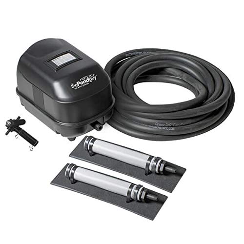 The Pond Guy Pond Aerator 2, Complete Aeration Kit, Water Garden Oxygenation Bubbler System Adds Oxygen to Koi & Fish Ponds, Outdoor Diaphragm Compressor Pump, Air Line & 2 Submersible Diffuser Stick