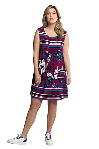 Ulla Popken Damen Jersey Schmetterlingsdruck Kleid, dunkler Flieder, 50-52
