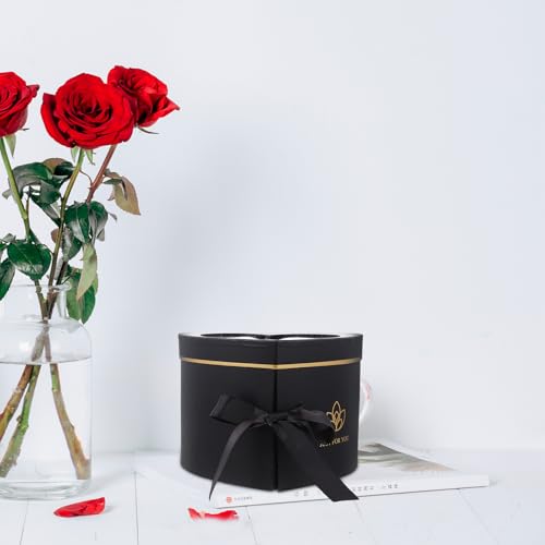 Boîte présent cœur noire double couche pour décoration table anniversaire