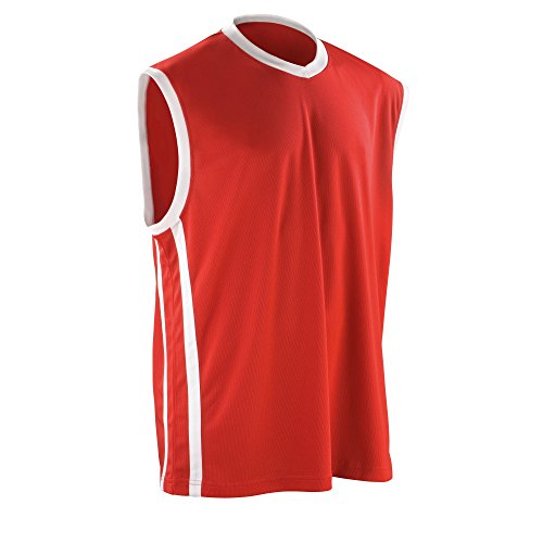 Spiro Men's Basketball Quick Dry Tops - Red/White, Large