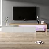 Design optimisé : Notre meuble TV est spacieux, mesurant 200 cm de long, 39 cm de profondeur et 42 cm de haut. Optimisez l'espace disponible et offre un vaste espace de rangement pour votre téléviseur, vos appareils multimédia et autres accessoires.