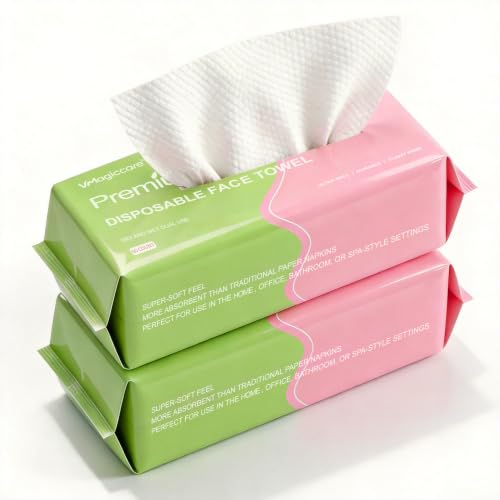Disposable Face Towel, 120 Count Cotton Tissue Dry and Wipes Face Cloths for Women, Unscented and Ultra Soft Towels for Washing Face, Makeup Removing and Babby Care 20x20cm(EF Pattern) image 3