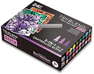 Crafter's Companion Spectrum Noir TriBlend Alcohol 3-in-1 Brush Marker-Complete Collection-one size, 24 Count (Pack of 1)