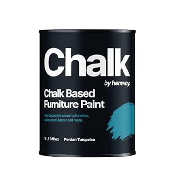 Hemway - Chalk Based Furniture Paint - Persian Turquoise 1 L | Chalky Matt Shabby Chic Finish for Interior & Exterior Home Decor | Quick Dry & All-in-one