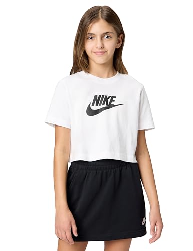 Nike Girls Club Futura Cropped T-Shirt White Large