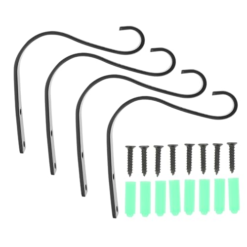 GAROZATION 4セット 鉄製花籠壁掛けフック 錆びにくい耐久性あるアイアンホルダー ポーチ ベランダ対応 ランタン 植木鉢 風鈴用多用途ブラケッ